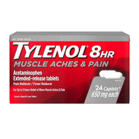 Tylenol, 8 Hour Muscle Aches & Pain Relief, 24 Caps