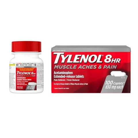 Tylenol, 8 Hour Muscle Aches & Pain Tablets Acetaminophen, 100 Tabs