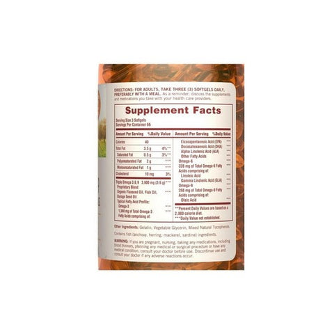 Sundown Naturals, Sundown Naturals Omega 3-6-9 Flax Fish & Borage Oils Softgels, 200 Softgels