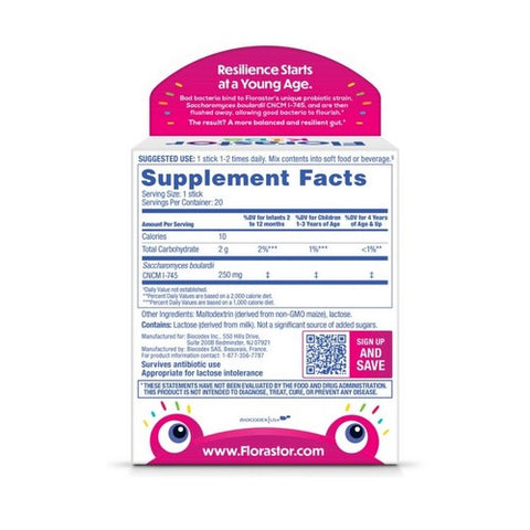Florastor, Kids Daily Probiotic Supplement Powder Tutti-Frutti Flavor, 20 Each