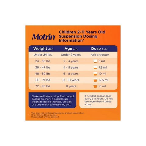 Motrin, Children's Oral Suspension Bubble Gum Flavor, 4 Oz
