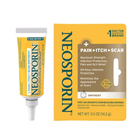 Neosporin, Pain + Itch + Scar Antibiotic - Pain Relieving Ointment, 0.5 Oz