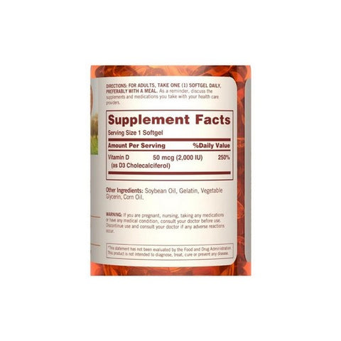 Sundown Naturals, Sundown Naturals Vitamin D3, 2000 IU, 350 Softgels