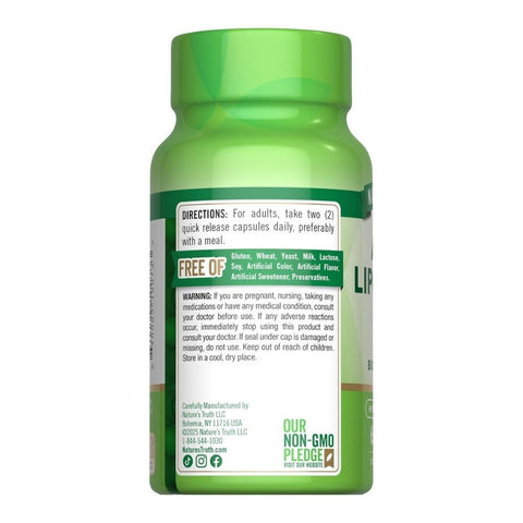 Nature's Truth, Alpha Lipoic Acid Plus Biotin Optimizer Quick Release Capsules, 600 Mg, 60 Caps