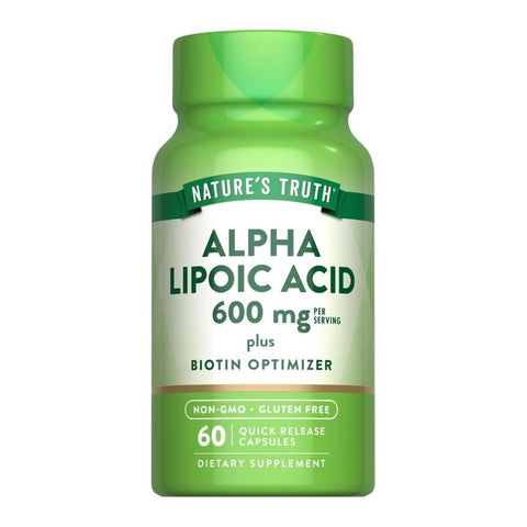 Nature's Truth, Alpha Lipoic Acid Plus Biotin Optimizer Quick Release Capsules, 600 Mg, 60 Caps