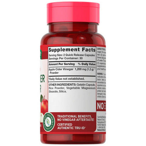 Nature's Truth, Apple Cider Vinegar Capsules Triple Strength, 1200 Mg, 60 Caps