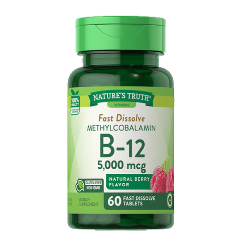Nature's Truth, B-12 Fast Dissolve Tabs Natural Berry Flavor, 5000 mcg, 60 Tabs