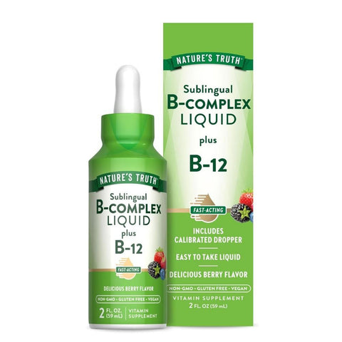 Nature's Truth, Sublingual B Complex Liquid Plus B-12 Natural Berry Flavor Liquid, 2 Oz