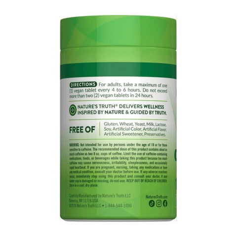 Nature's Truth, Caffeine Plus Green Tea Extract Tablets, 200 Mg, 120 Tabs