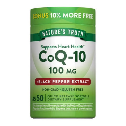 Nature's Truth, Enhanced Absorption CoQ-10 Plus Black Pepper Extract, 100 Mg, 50 Caps