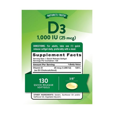 Nature's Truth, Vitamin D3, 130 Caps