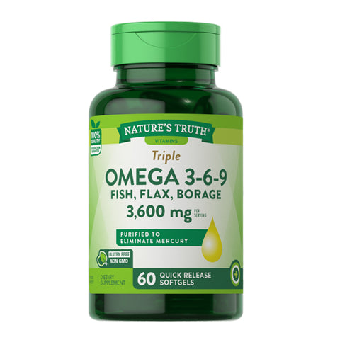 Nature's Truth, Triple Omega 3-6-9 Fish - Flax & Borage Quick Release Softgels, 1200 mg, 60 Caps
