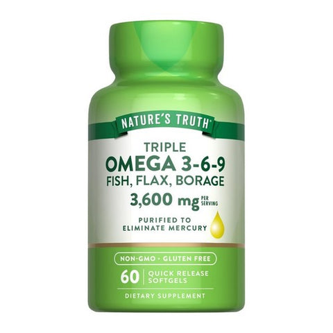 Nature's Truth, Triple Omega 3-6-9 Fish - Flax & Borage Quick Release Softgels, 1200 mg, 60 Caps