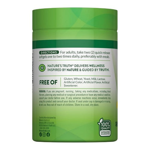 Nature's Truth, Fish Oil Quick Release Softgels Natural Lemon Flavor, 2000 Mg, 125 Caps