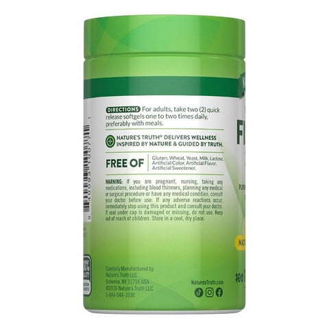 Nature's Truth, Fish Oil Quick Release Softgels Natural Lemon Flavor, 2400 Mg, 120 Caps
