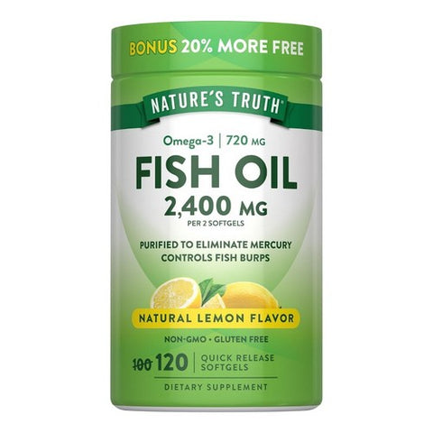Nature's Truth, Fish Oil Quick Release Softgels Natural Lemon Flavor, 2400 Mg, 120 Caps
