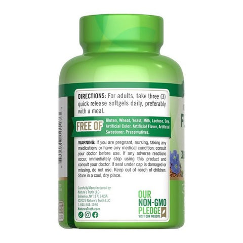 Nature's Truth, Cold Pressed Flaxseed Oil Omega 3, 6 & 9 Quick Release Softgels, 3000 Mg, 90 Caps