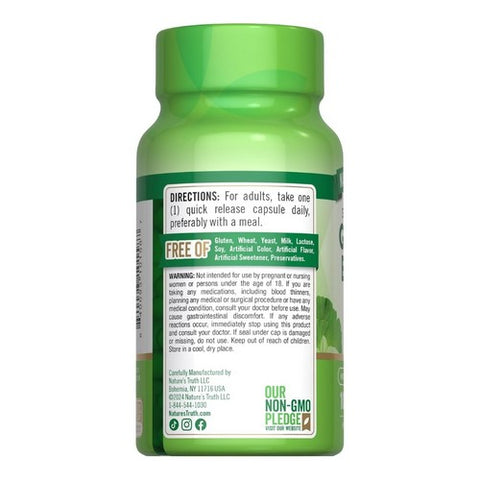 Nature's Truth, Standardized Ginkgo Biloba Plus Quick Release Capsules, 120 Mg, 100 Caps