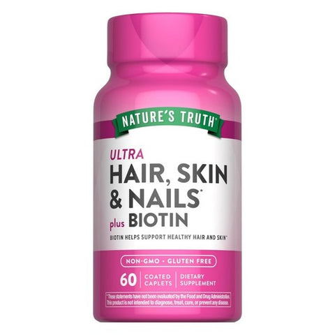Nature's Truth, Ultra Hair - Skin & Nails Plus Biotin Coated Caplets, 60 Tabs