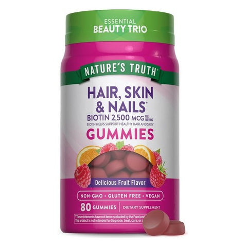 Nature's Truth, Gorgeous Hair - Skin & Nails Gummies Natural Fruit Flavor, 80 Each