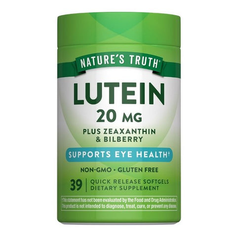 Nature's Truth, Lutein Plus Zeaxanthin & Bilberry Quick Release Softgels, 20 Mg, 39 Caps