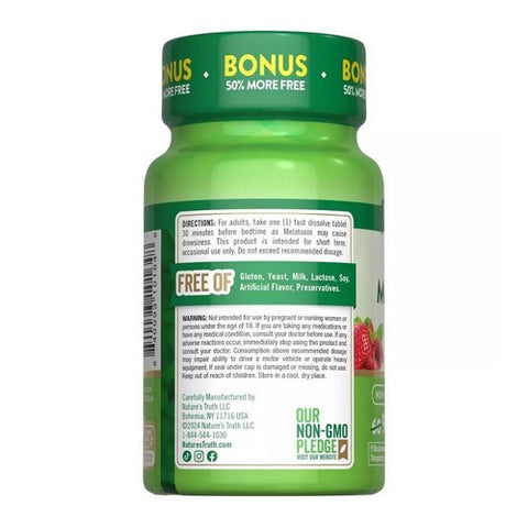 Nature's Truth, Melatonin Fast Dissolve Tabs Natural Berry Flavor, 5 Mg, 90 Tabs
