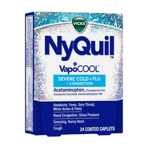 NyQuil, Vicks NyQuil Severe Cold & Flu Caplets, 24 Caps