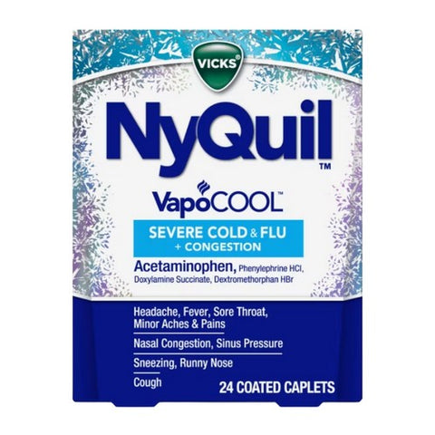 NyQuil, Vicks NyQuil Severe Cold & Flu Caplets, 24 Caps
