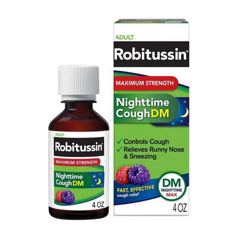 Robitussin, Adult Nighttime Cough DM Liquid Maximum Strength, 4 Oz