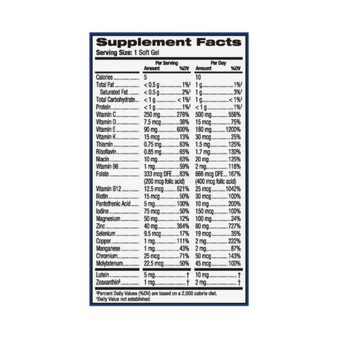 Bausch + Lomb, Bausch  Lomb PreserVision Eye Vitamin & Mineral Supplement Softgels, 100 Tabs