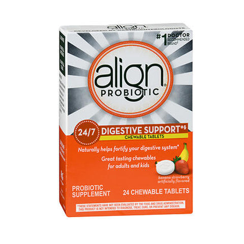 Align, Probiotic Supplement Chewable Tablets Banana Strawberry, 24 Each