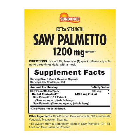 Sundance, Vitamins Saw Palmetto Capsules, 1200 mg, 100 Caps