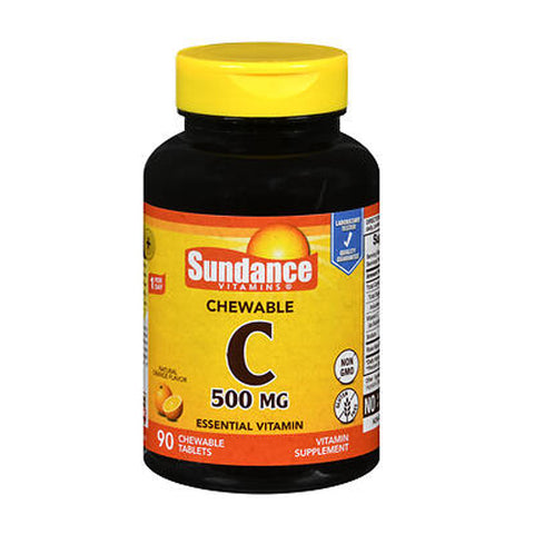 Sundance, Vitamin C Chewable Tablets Natural Orange Flavor, 500 mg, 90 Tabs