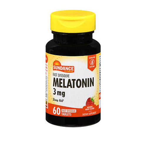 Sundance, Vitamins Melatonin Tablets Natural Berry Flavor, 3 mg, 60 Tabs