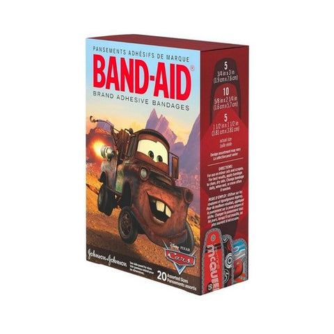 Band-Aid, Adhesive Bandages Disney Pixar Cars 3 Assorted Sizes, 20 Each