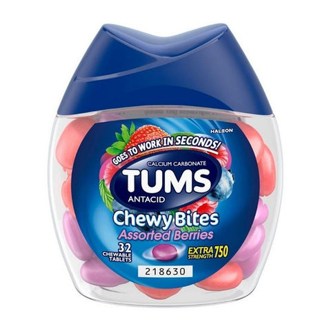 Tums, Extra Strength Antacid Chewy Bites Assorted Berries, 32 Each