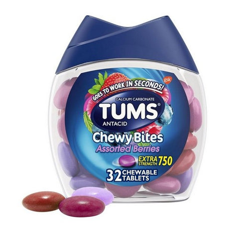 Tums, Extra Strength Antacid Chewy Bites Assorted Berries, 32 Each