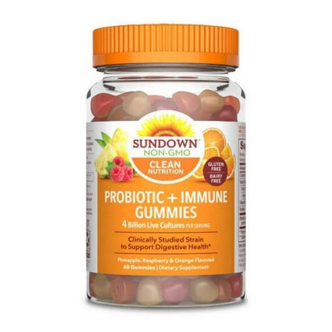 Sundown Naturals, Probiotic Gummies Pineapple - Raspberry & Orange Flavored, 60 Each