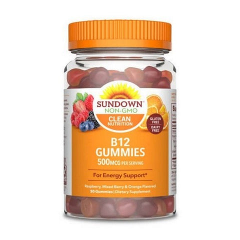 Sundown Naturals, Sundown Naturals B12 Gummies Assorted Flavors, 500 mcg, 50 Count