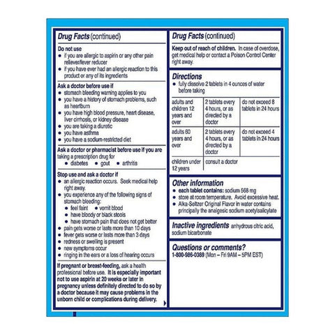 Alka-Seltzer, Fever Reducer Original Effervescent, 36 Tablets