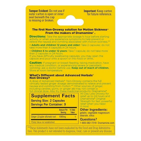 Med Tech Products, Dramamine Non-Drowsy Naturals With Ginger, 18 Tabs