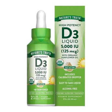 Nature's Truth, D3 Fast Acting Vitamin Liquid, 5000 IU, 2 Oz