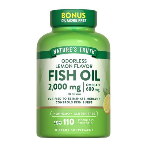 Nature's Truth, Vitamins Odorless Fish Oil Softgels Lemon Flavor, 2000 Mg, 110 Caps