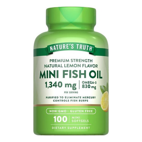 Nature's Truth, Vitamins Mini Fish Oil Softgels Premium Strength, 1300 mg, 100 Caps