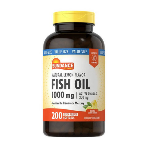 Sundance, Vitamins Fish Oil - Omega-3 Softgels Natural Lemon Flavor, 1000 mg, 200 Caps