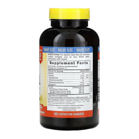 Sundance, Vitamins Odorless Fish Oil - Omega-3 Softgels, 1200 mg, 150 Caps