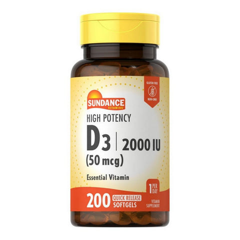 Sundance, High Potency D3 Quick Release Softgels, 2000 IU, 200 Caps