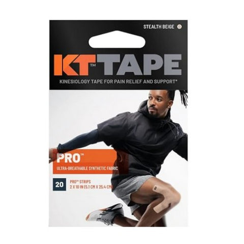 KT Tape, Kinesiology Therapeutic Tape Pro Strips Stealth Beige, 20 Each