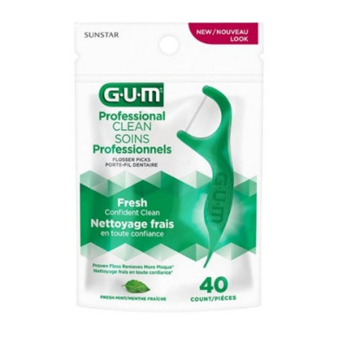 Gum, Professional Clean Flossers Fresh Mint, 40 Each