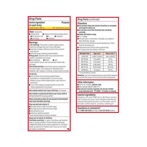 Tylenol, Children's Pain + Fever Oral Suspension Strawberry Flavor, 4 Oz